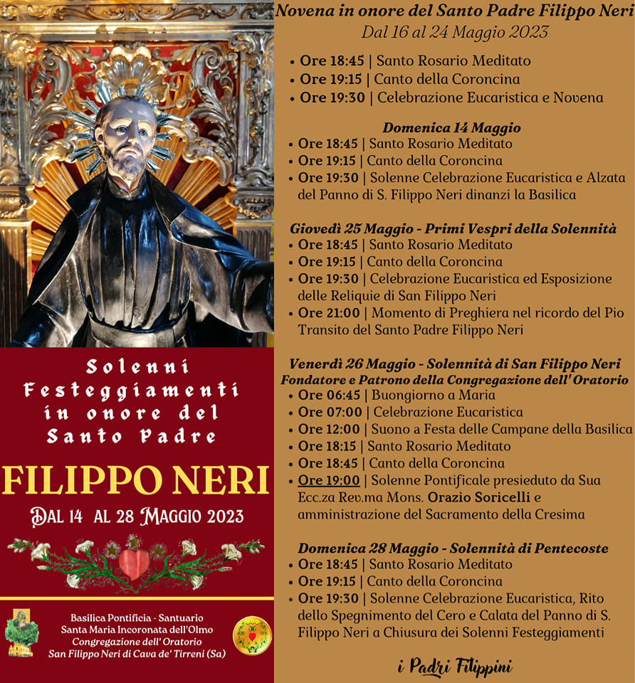 Basilica Pontificia Santuario S. Maria Incoronata dell’Olmo “Solenni Festaggiamenti in onore del  S. Padre Filippo Neri 2023”