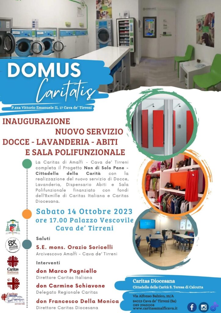 Caritas Diocesana Amalfi – Cava  Inaugurazione “Domus Caritatis”: Servizio Docce, Lavanderia, Abiti e sala Polifunzionale